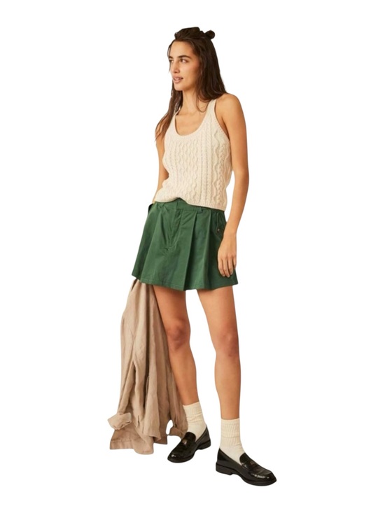 Dresses & Skirts - Free People Pleats To Meet You Mini Skirt Forest Green Cotton Preppy Academia